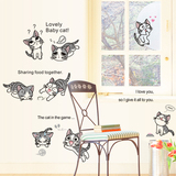天天特价 儿童房宿舍卧室幼儿园墙壁贴画 卡通墙贴纸可爱起司猫