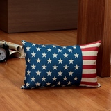 欧美亚麻棉麻印花美国国旗抱枕汽车靠枕沙发靠垫腰枕腰垫含芯包邮
