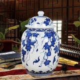 景德镇陶瓷储物罐装饰花瓶家居工艺品摆件青花瓷仿古罐子特价