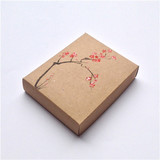 手绘复古中国风牛皮纸盒茶叶包装盒定制佛珠手帕礼物盒创意环保盒