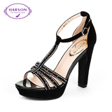 哈森/Harson 夏季新款凉鞋 露趾水钻女鞋丁字式鞋包跟HM49002