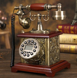 悦旗实木仿古欧式电话机古董复古老式家用固话创意座机电话机包邮
