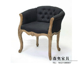 特价美式乡村单人沙发椅 法式复古实木矮背沙发 欧式实木沙发定制
