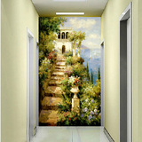 欧式3D立体电视背景墙壁纸玄关走廊过道墙面墙纸大型壁画油画小路