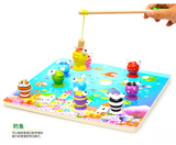 木质磁性3D立体钓鱼板儿童幼儿早教木制拼图拼板益智早教玩具