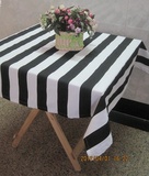 简约现代的黑白条纹帆布桌布茶几布台布盖巾桌旗坐垫餐桌布可定做