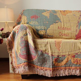 纯棉三层加厚线毯 美式乡村地图 多功能毯 沙发毯 沙发巾床罩
