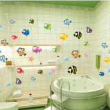 装饰卡通卫生间浴室防水不透明可移除贴纸画 海底总动员墙壁贴画