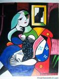 世界名画毕加索 纯手绘装饰人物油画 客厅走廊书房精品挂画 少女