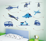 三代卡通墙贴儿童房间卧室男孩 飞机 幼儿园教室贴画 直升飞机
