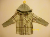 2012 春装外贸原单男童带帽格子衬衫 儿童纯棉衬衣