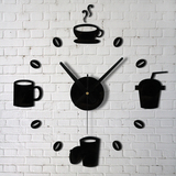 创意挂钟咖啡杯豆DIY时钟亚克力现代装饰表静音卧室客厅挂表包邮