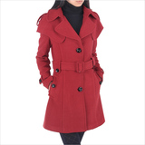 大码女装 2015新款红色毛呢外套胖mm冬装 韩版呢大衣 披肩斗篷