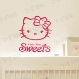 hello kitty猫墙贴蝴蝶结卡通儿童房幼儿园卧室电视床头背景贴纸