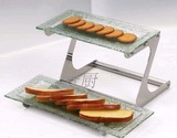 二层不锈钢圆形水果盘架 食物架 自助餐展示架摆台食冷餐展示搁架