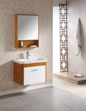 TOTO浴室柜组合 简约现代 原木色 白色 吊柜 镜柜 橡木 梳妆台盆