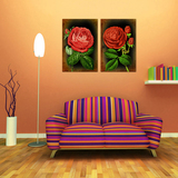大河印像餐厅装饰墙壁两联温馨花卉小客厅沙发背景墙红花卧室挂画