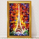巴黎埃菲尔铁塔油画建筑装饰画简约客厅有框画餐厅壁墙画酒吧挂画