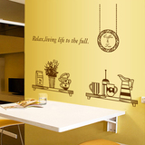 飞之彩墙贴  厨房餐厅咖啡厅茶室休闲屋布置卡通手绘可移除墙贴纸