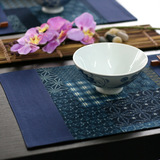 帛彩堂 日式和风棉麻布艺餐垫 碗垫盘垫隔热防滑台垫餐桌垫 蓝染