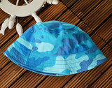 0-6岁外贸原单童帽 欧美品牌Place蓝色迷彩渔夫帽 原单男童遮阳帽