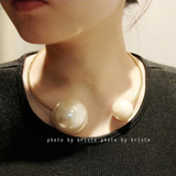 摩亚杰卡 韩版 韩版首饰品 大小珍珠夸张短款颈圈项圈锁骨项链女