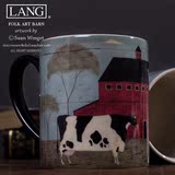 美国LANG水杯 大容量咖啡马克杯奶茶杯 牧场奶牛民间谷仓