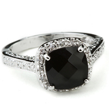 嘉娜 天然锆石水晶黑玛瑙镶钻石女戒指