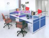 诗慕玻璃屏风隔断办公家具办公桌椅 简易时尚蓝色四人组合电脑桌