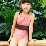 外贸原单  韩国小公主学生款泳衣中大童儿童连体三角游泳衣女泳装