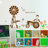 创意客厅走廊过道开心农场儿童房间墙贴纸卡通简约个性摩天轮贴画