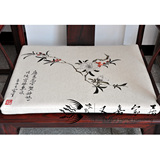 [嘉]中式古典红木家具刺绣沙发坐垫椅垫扬州绘画系列-二色碧桃花