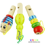 口哨儿童木制玩具宝宝益智玩具卡通动物奥尔夫乐器小笛子3款可选