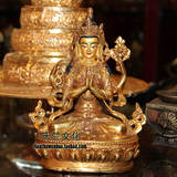 佛教用品 正宗进口尼泊尔纯铜 全鎏金 四臂观音 5寸 密宗佛像
