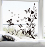 创意浪漫花藤蝴蝶墙贴 客厅电视沙发背景墙卧室温馨可移除墙贴花