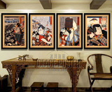 日本浮世绘装饰画有框画壁挂画日式料理寿司店客厅书房酒店武士图