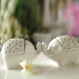 婚庆礼物 娄空香熏炉 欧式古典陶瓷烛台摆件小白象大象装饰品摆设