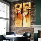 性感美女仿油画 喷绘帆布长条挂画 咖啡馆装饰画 酒吧挂画KTV壁画