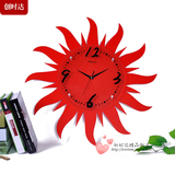包邮红太阳大号艺术时尚挂钟个性静音创意钟表卧室客厅装饰时钟表