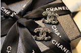 代购正品Chanel香奈儿2014新款双C银色方钻圆钻女耳钉环饰品