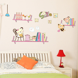 小熊书架可移除卡通 墙贴 儿童 房卧室电视背景家装墙饰贴纸