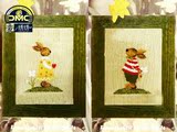 法国正品DMC十字绣套件专卖小幅精准印花卡通情侣兔兔的思念 全套