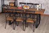 美式乡村复古铁艺实木家具餐厅餐桌椅组合办公室办公桌工作台