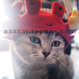 ●再● DOGO螃蟹帽 猫狗帽宠物饰品可爱宠物服饰变装帽子圣诞红
