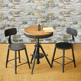 实木铁艺休闲餐桌椅组合 酒吧阳台桌椅创意咖啡厅小圆桌三件套装