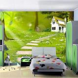 大型壁画壁纸 卡通儿童房幼儿园装饰墙纸 童话世界森林乐园