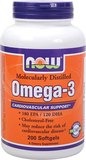 美国Now Foods OMEGA-3 分子蒸馏深海鱼油200粒不含胆固醇