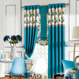 当户织 蓝紫色地中海风格客厅卧室全遮光花朵窗帘 圆点爱心窗纱