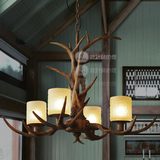 设计师的灯欧式复古美式乡村田园客厅餐厅吧台创意鹿角灯四头吊灯