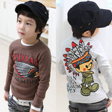 韩版童装2016秋装新款男童女童印第安人儿童长袖T恤39J